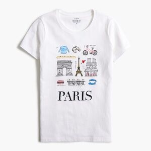 J. Crew Factory Paris Graphic Tee M White French Graphic T-Shirt